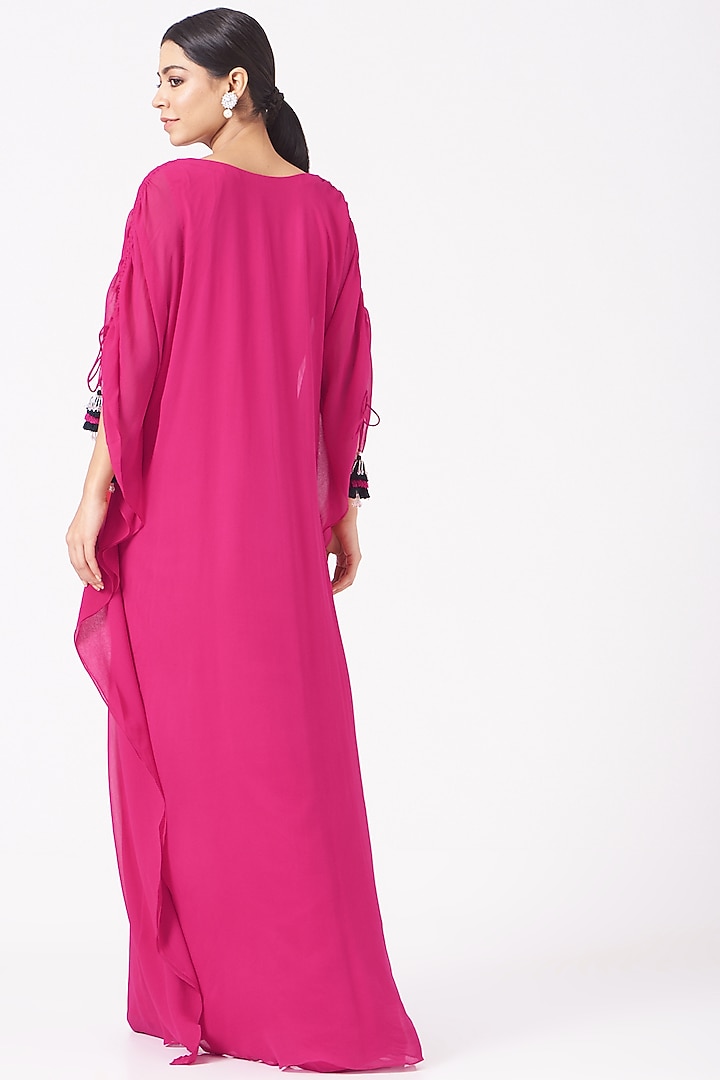 Fuchsia Embroidered Kaftan by Seema Thukral at Pernia's Pop Up Shop