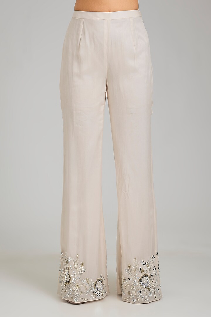 Ivory Georgette Hand Embroidered Kurta Set by Seema Thukral at Pernia's Pop Up Shop