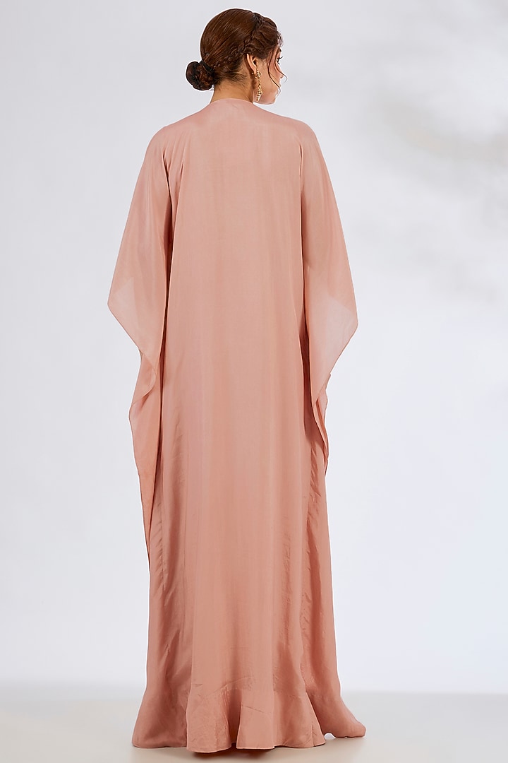 Dusty Pink Habutai Silk Embellished Kaftan by Seema Thukral at Pernia's Pop Up Shop