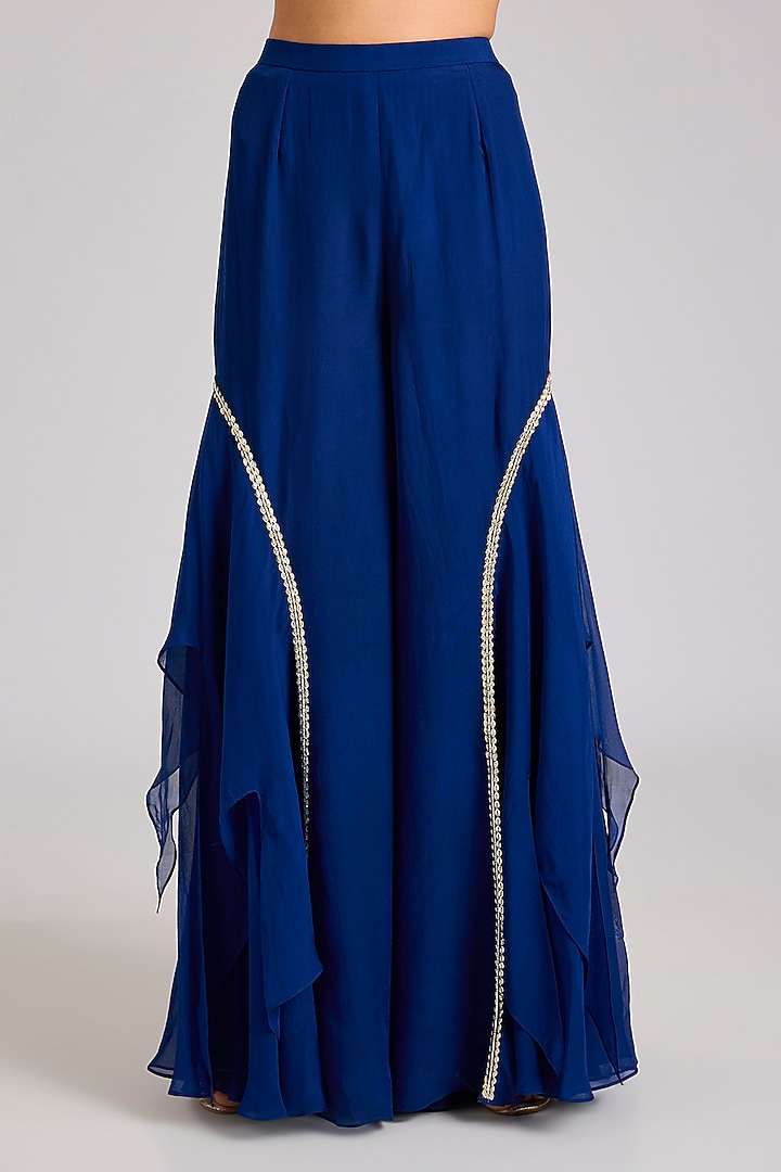 Electric Blue Organza Embellished Wedding Sharara Set by Seema Thukral at Pernia's Pop Up Shop