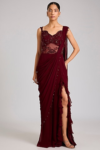 wine colour engagement dress Aura - Emerald Green Formal Dress