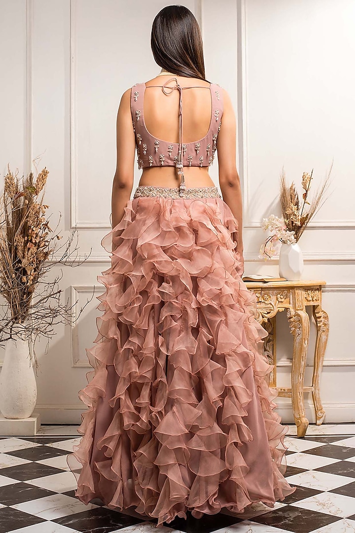 Blush Pink Ruffled Skirt Set by Seema Thukral at Pernia's Pop Up Shop