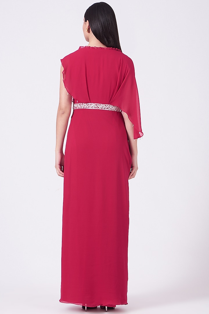 Fuchsia Georgette Embroidered Vacation Dress by Seema Thukral at Pernia's Pop Up Shop