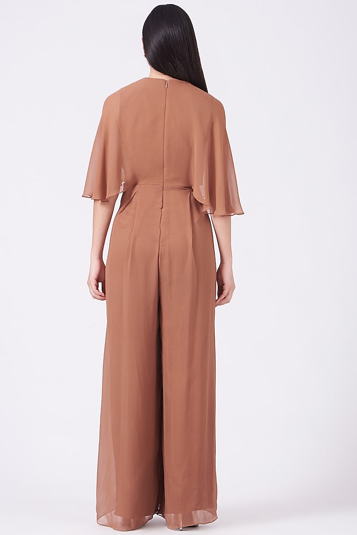 Brown Embroidered Jumpsuit by Seema Thukral at Pernia's Pop Up Shop