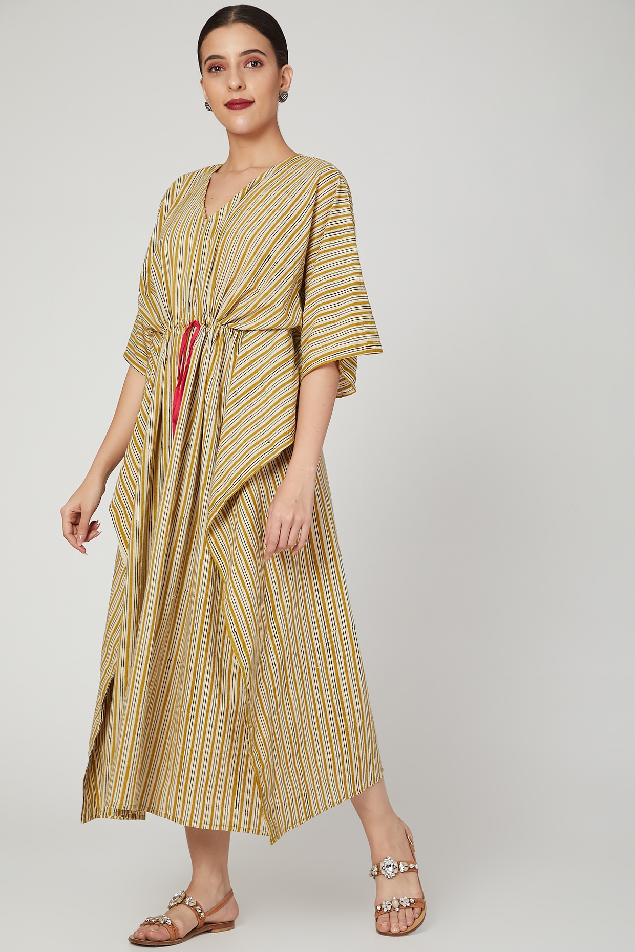 mustard kaftan dress