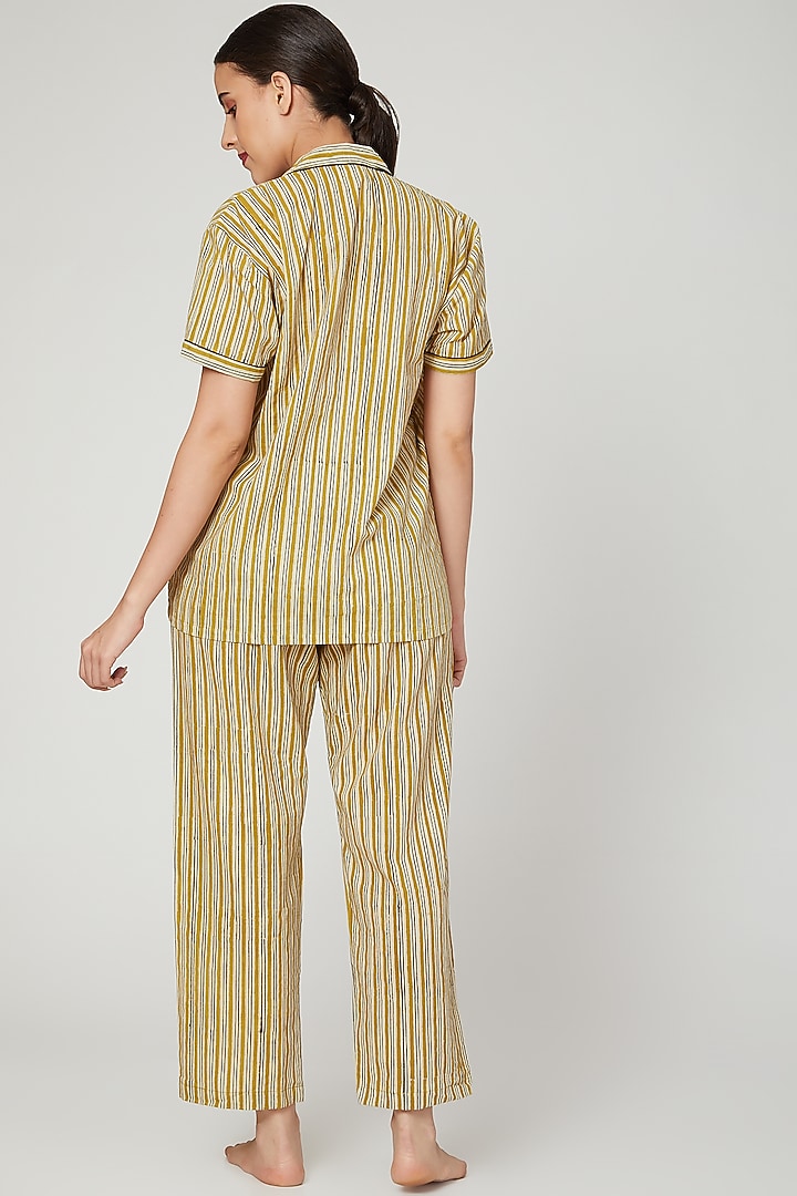 Mustard Printed Nightwear Set by Stitch at Pernia's Pop Up Shop