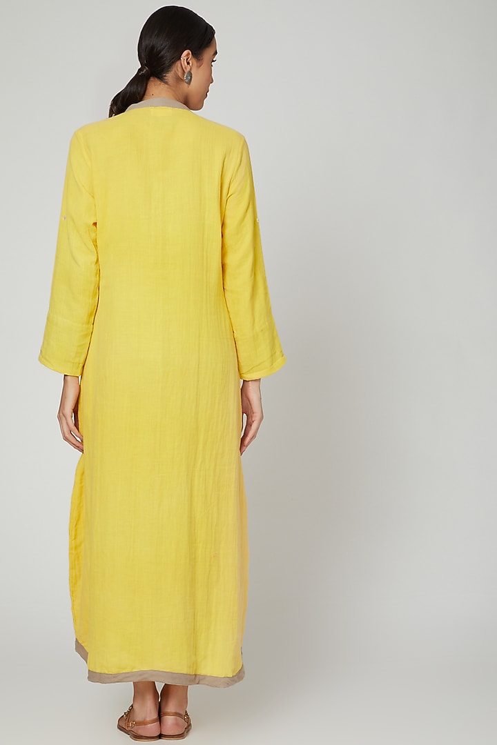 Yellow Dyed Cotton Kaftan by Stitch at Pernia's Pop Up Shop