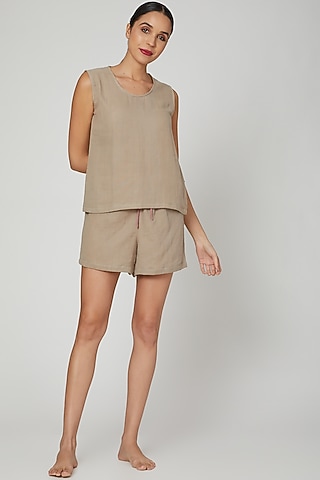Moss Green Top With Shorts by Stitch