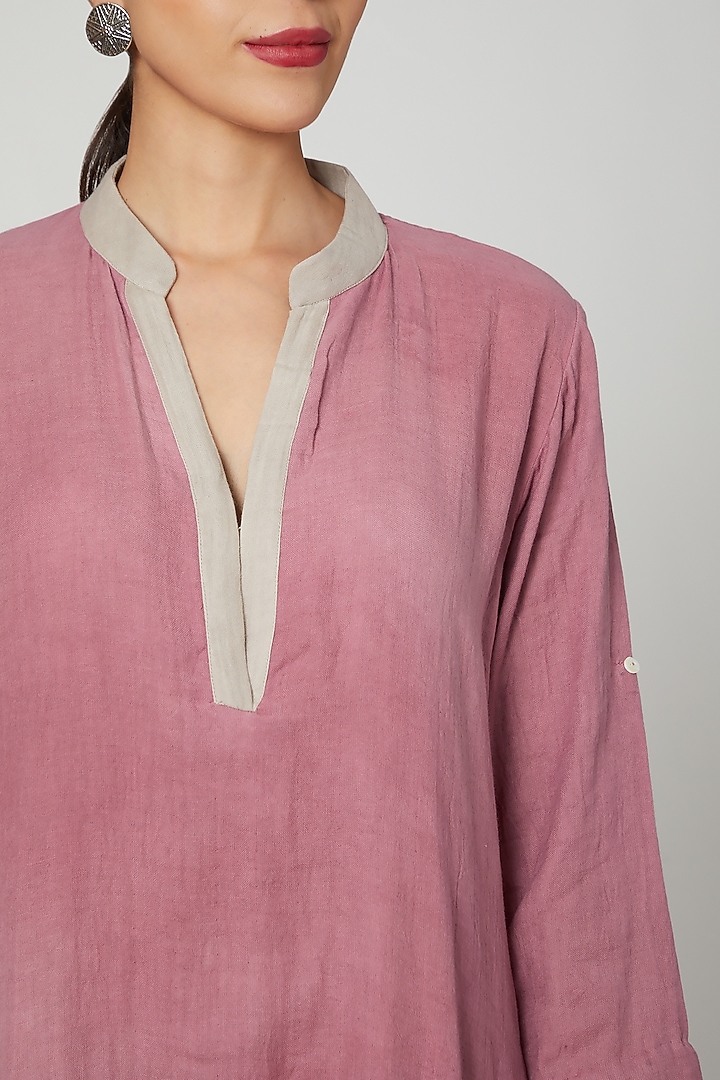 Mauve Dyed Cotton Kaftan by Stitch at Pernia's Pop Up Shop
