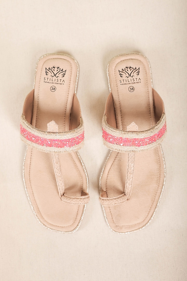 Red Suede Kolhapuri Flats by STILISTA at Pernia's Pop Up Shop
