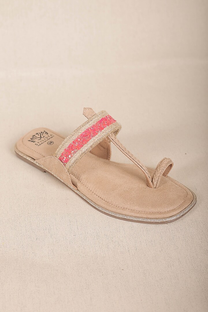 Red Suede Kolhapuri Flats by STILISTA at Pernia's Pop Up Shop