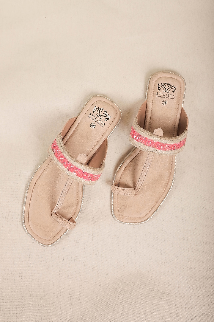 Red Suede Kolhapuri Flats by STILISTA at Pernia's Pop Up Shop