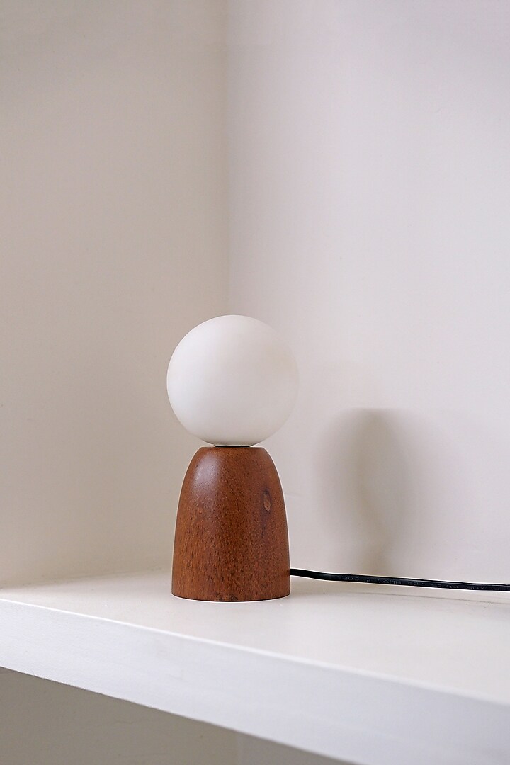 Brown Reclaimed Teak Wood Bedroom Lamp by Studio Indigene at Pernia's Pop Up Shop