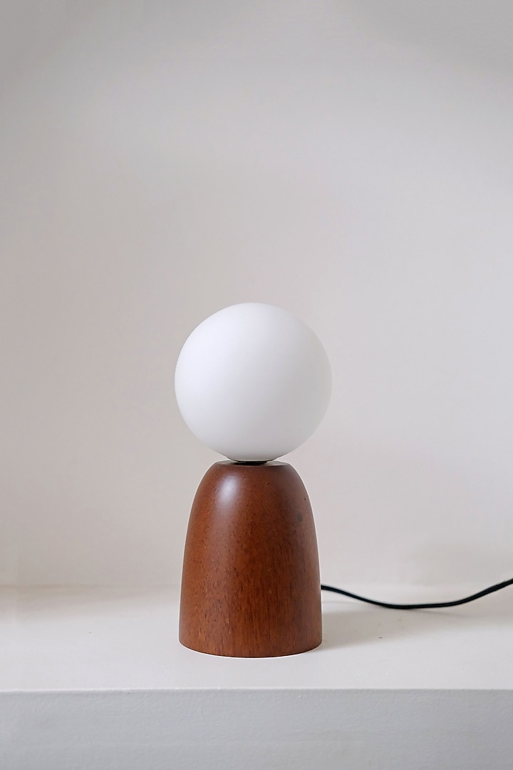 Brown Reclaimed Teak Wood Bedroom Lamp by Studio Indigene at Pernia's Pop Up Shop