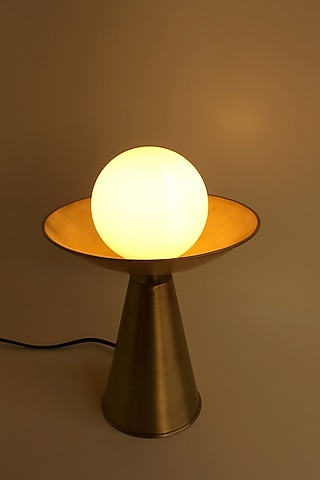 Gold Aluminium Coated With Brass Finish Stem Table Lamp by Studio Indigene