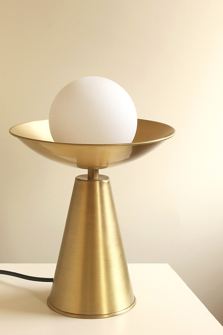 Gold Aluminium Coated With Brass Finish Stem Table Lamp by Studio Indigene at Pernia's Pop Up Shop