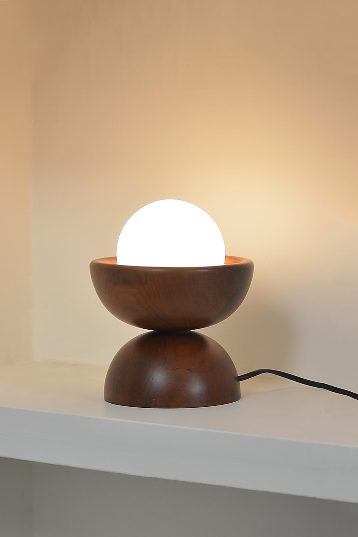 Brown Reclaimed Teak Wood Handcrafted Lamp by Studio Indigene