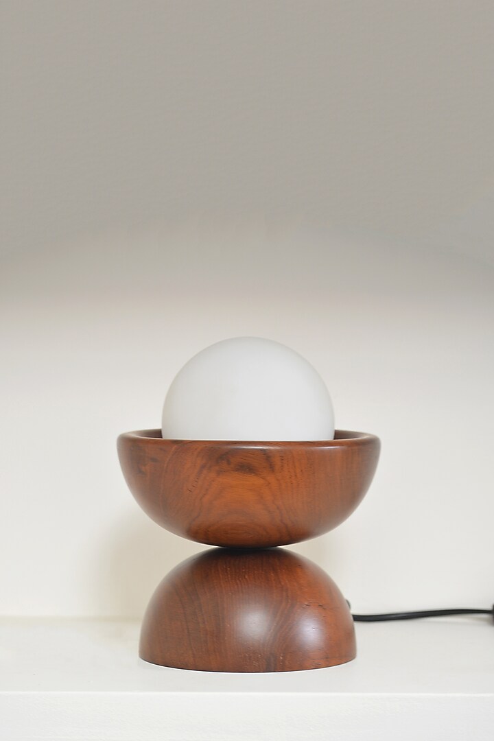 Brown Reclaimed Teak Wood Handcrafted Lamp by Studio Indigene at Pernia's Pop Up Shop