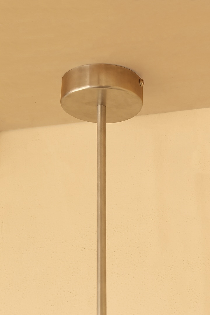 Brown Reclaimed Teak Wood & Stainless Steel Wooden Hanging Lamp by Studio Indigene at Pernia's Pop Up Shop
