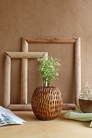 Brown Acacia Wood Planter by Studio Indigene