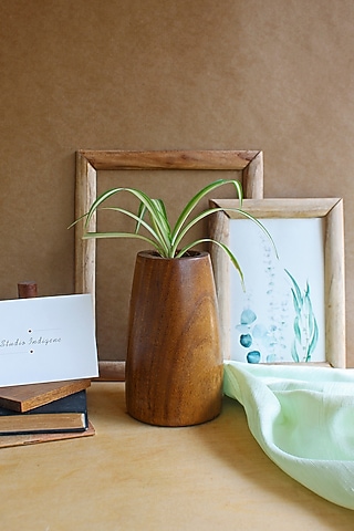 Brown Acacia Wood Planter by Studio Indigene