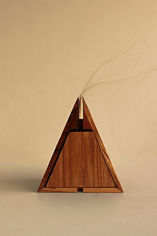 Brown Reclaimed Weak Wood & Brass Incense Holder by Studio Indigene