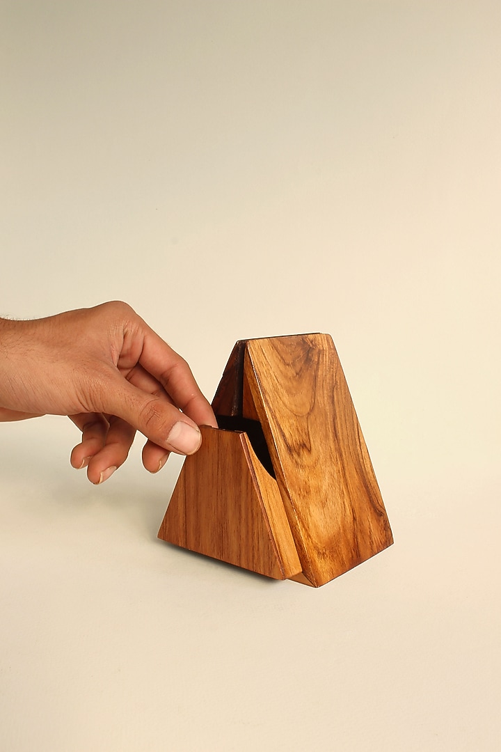 Brown Reclaimed Weak Wood & Brass Incense Holder by Studio Indigene at Pernia's Pop Up Shop
