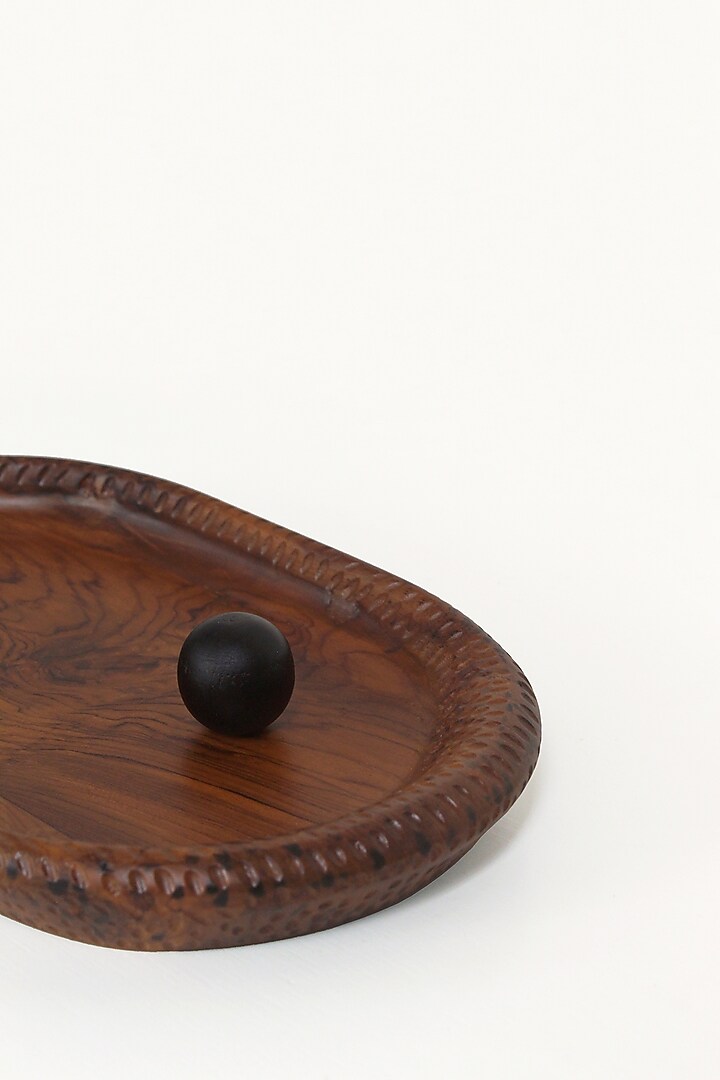 Brown Reclaimed Teak Wood Tray by Studio Indigene at Pernia's Pop Up Shop