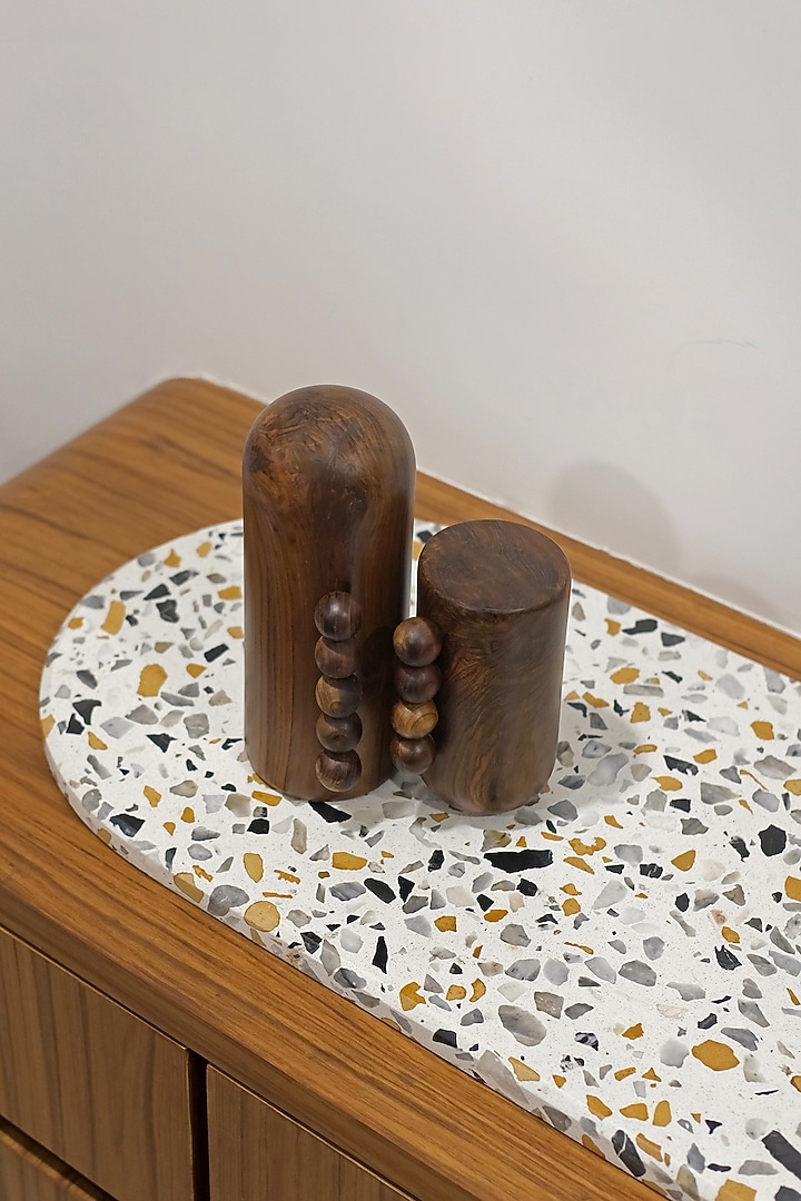 Brown Reclaimed Teak Wood Showpiece (Set Of 2) by Studio Indigene at Pernia's Pop Up Shop
