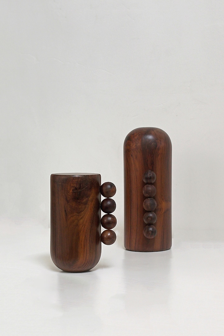 Brown Reclaimed Teak Wood Showpiece (Set Of 2) by Studio Indigene at Pernia's Pop Up Shop