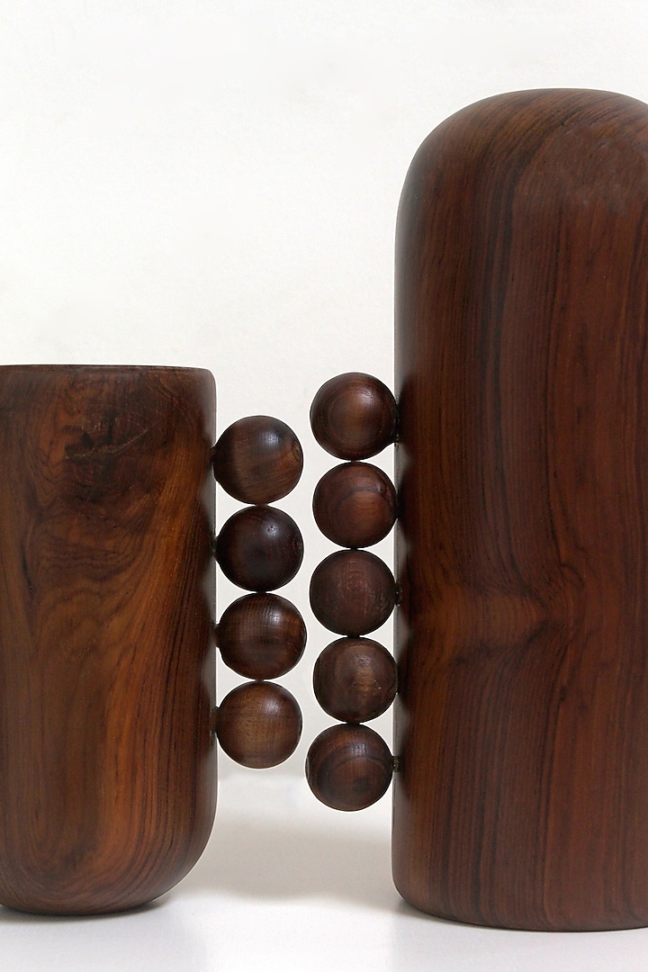 Brown Reclaimed Teak Wood Showpiece (Set Of 2) by Studio Indigene at Pernia's Pop Up Shop