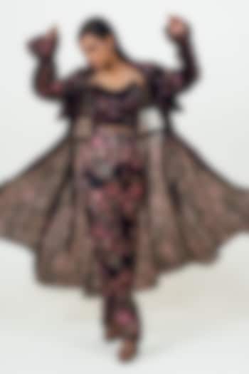 Black Georgette Printed Jacket Set by Studio 113 at Pernia's Pop Up Shop
