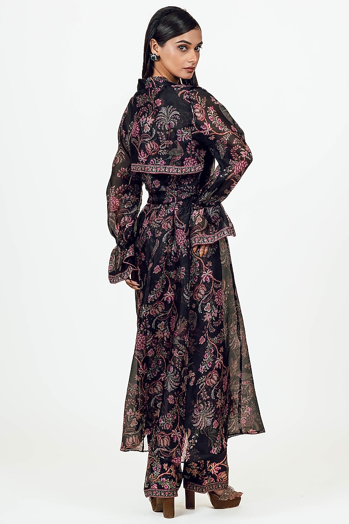 Black Georgette Printed Jacket Set by Studio 113 at Pernia's Pop Up Shop