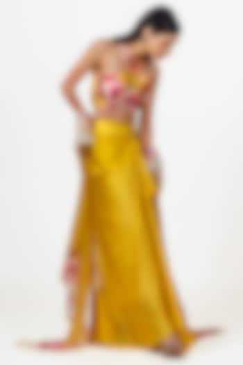 Yellow Organza Floral Printed Skirt Set by Studio 113 at Pernia's Pop Up Shop
