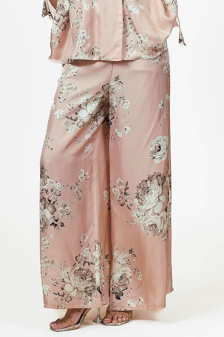 Blossom Pink Habutai Silk Abstract Floral Printed Co-Ord Set by Studio 113 at Pernia's Pop Up Shop