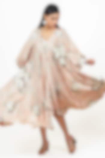 Blossom Pink Twill Floral & Digital Printed Handkerchief Midi Vacation Dress by Studio 113 at Pernia's Pop Up Shop