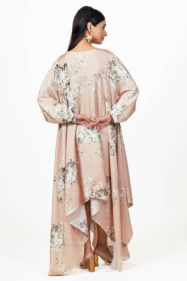 Blossom Pink Twill Floral & Digital Printed Handkerchief Midi Vacation Dress by Studio 113 at Pernia's Pop Up Shop