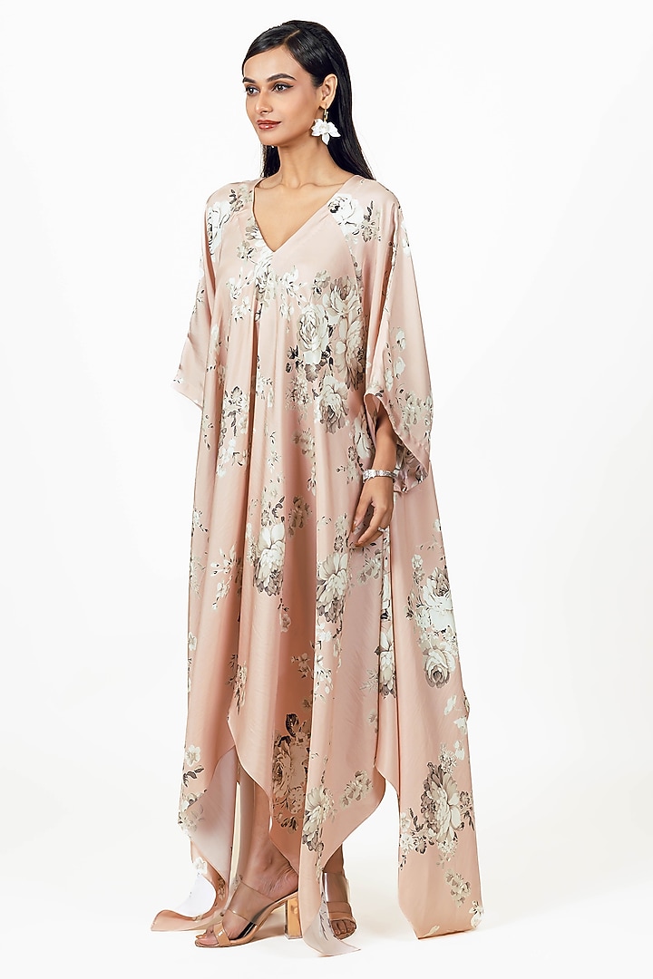 Blossom Pink Twill Floral & Digital Printed Handkerchief Midi Vacation Dress by Studio 113 at Pernia's Pop Up Shop