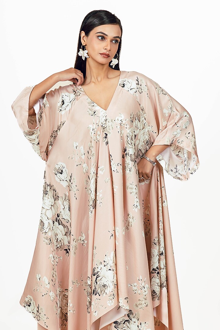 Blossom Pink Twill Floral & Digital Printed Handkerchief Midi Vacation Dress by Studio 113 at Pernia's Pop Up Shop