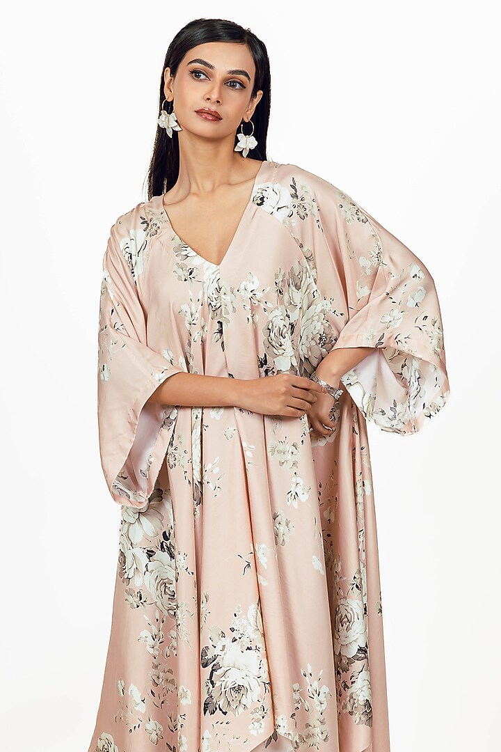 Blossom Pink Twill Floral & Digital Printed Handkerchief Midi Vacation Dress by Studio 113 at Pernia's Pop Up Shop