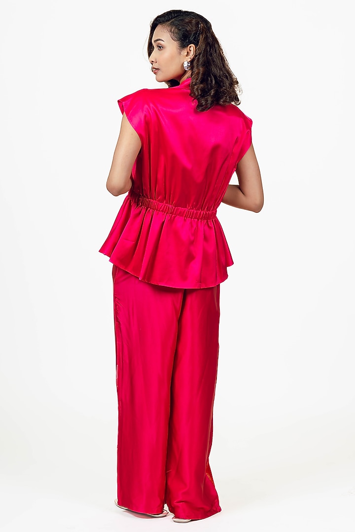 Rani Pink Habutai Silk Floral Printed Blazer Set by Studio 113 at Pernia's Pop Up Shop