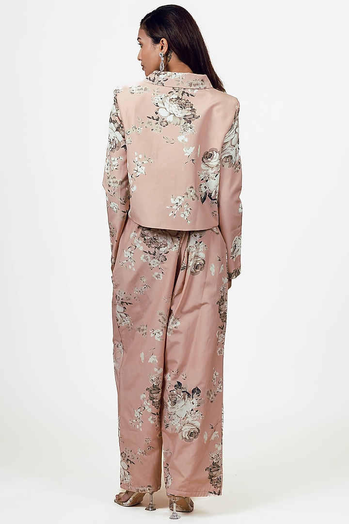 Blossom Pink Satin Floral Digital Printed Co-Ord Set by Studio 113 at Pernia's Pop Up Shop
