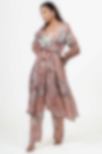 Blossom Pink Organza Printed Jacket Set by Studio 113 at Pernia's Pop Up Shop