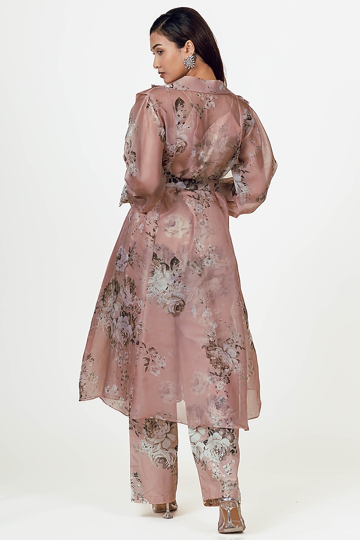 Blossom Pink Organza Printed Jacket Set by Studio 113 at Pernia's Pop Up Shop