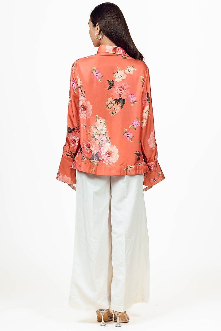 Burnt Sienna Twill Floral Digital Printed Shirt by Studio 113 at Pernia's Pop Up Shop