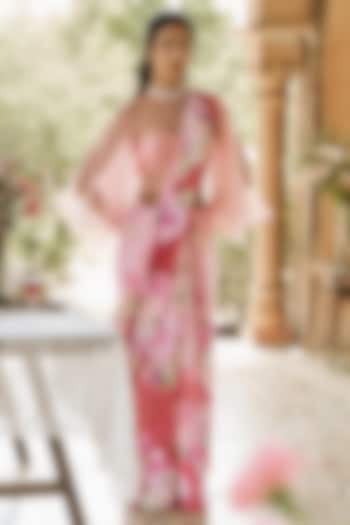 Pink Shaded Chiffon Water-Color Printed Party Wear Saree by Studio 113 at Pernia's Pop Up Shop