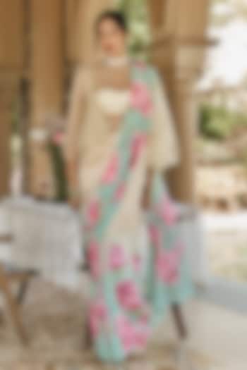 Yellow & Green Ombre Chiffon Party Wear Saree by Studio 113 at Pernia's Pop Up Shop