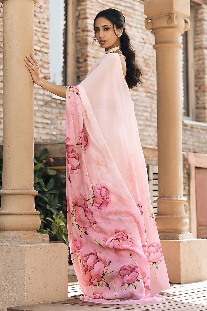 Pink Shaded Ombre Chiffon Party Wear Saree by Studio 113 at Pernia's Pop Up Shop