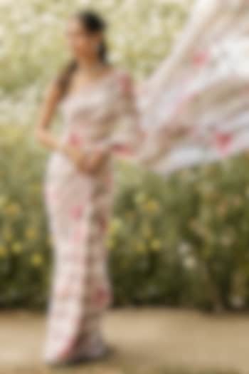 Lavender Chiffon Floral Printed Party Wear Saree Set by Studio 113 at Pernia's Pop Up Shop