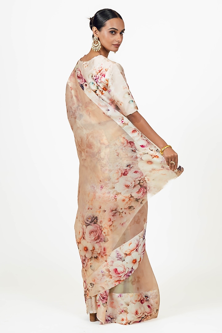 Blossom Pink Organza Digital Printed Party Wear Saree Set by Studio 113 at Pernia's Pop Up Shop